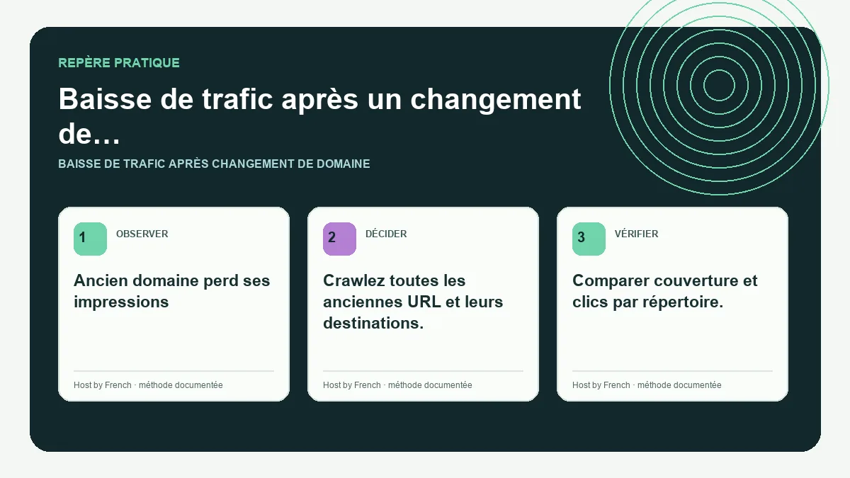 Schéma pratique sur baisse de trafic après changement de domaine