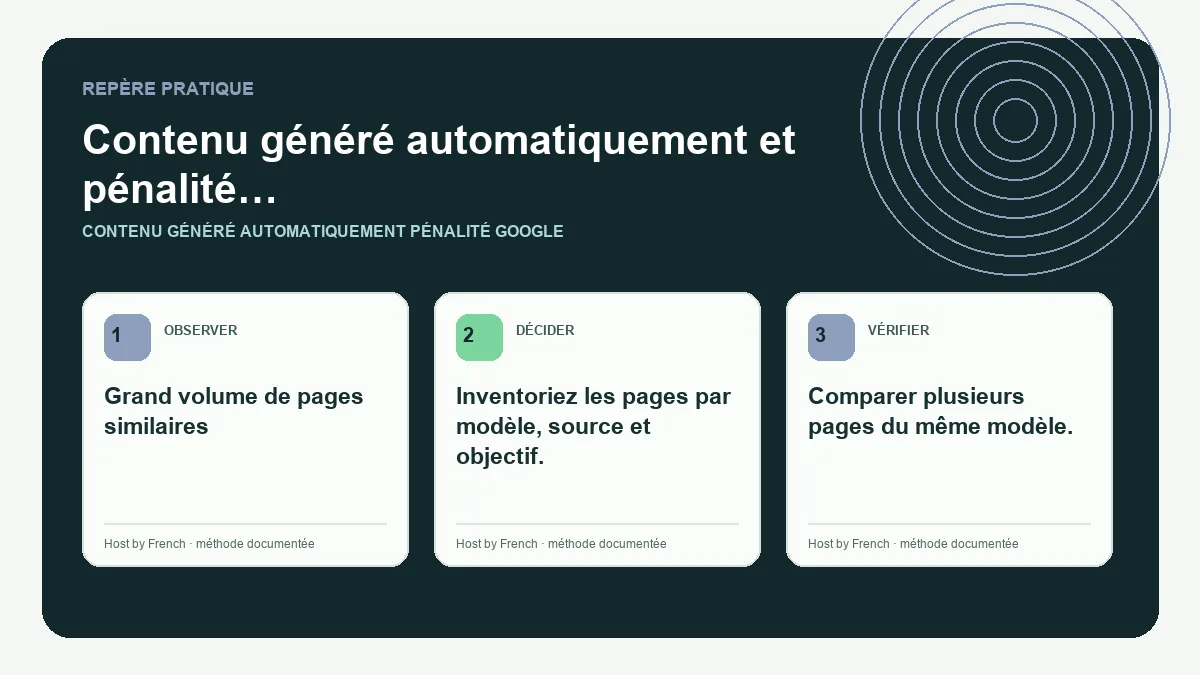 Schéma pratique sur contenu généré automatiquement pénalité Google