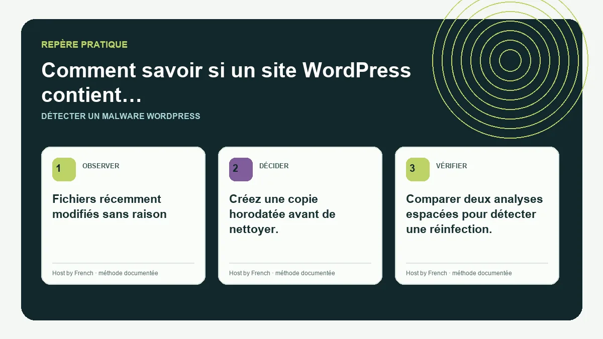 Schéma pratique sur détecter un malware WordPress