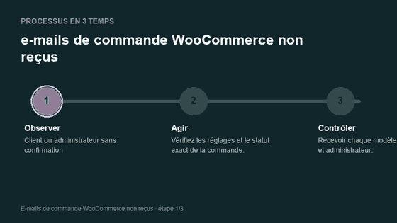 Processus animé pour comprendre e-mails de commande WooCommerce non reçus