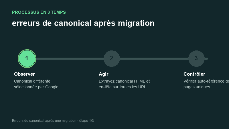 Processus animé pour comprendre erreurs de canonical après migration