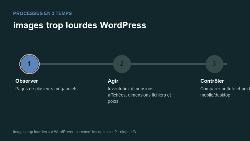 Processus animé pour comprendre images trop lourdes WordPress