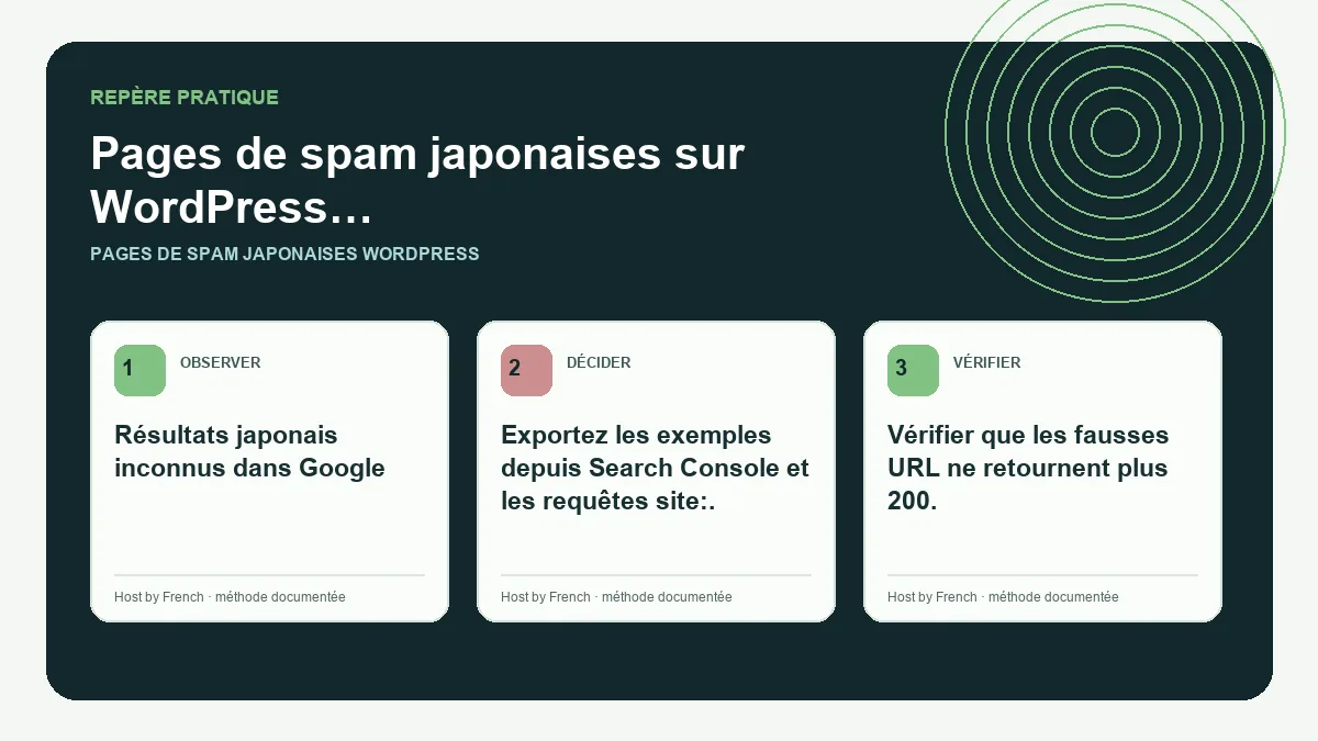 Schéma pratique sur pages de spam japonaises WordPress