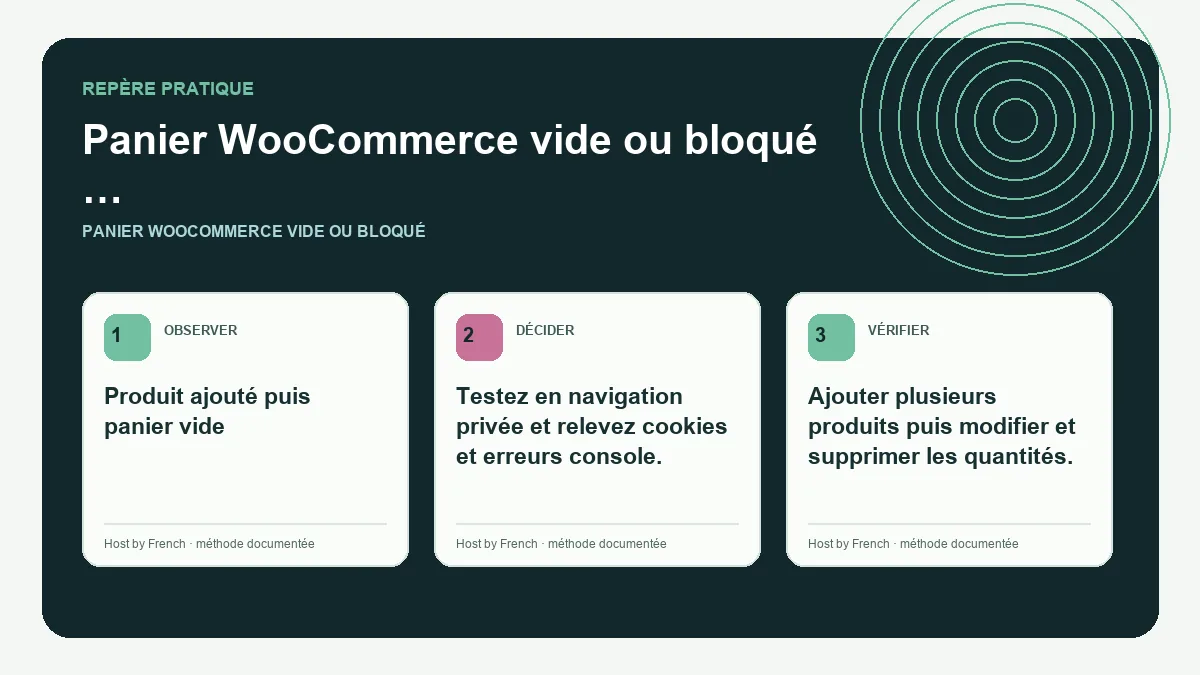 Schéma pratique sur panier WooCommerce vide ou bloqué