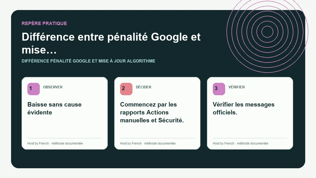 Schéma pratique sur différence pénalité Google et mise à jour algorithme