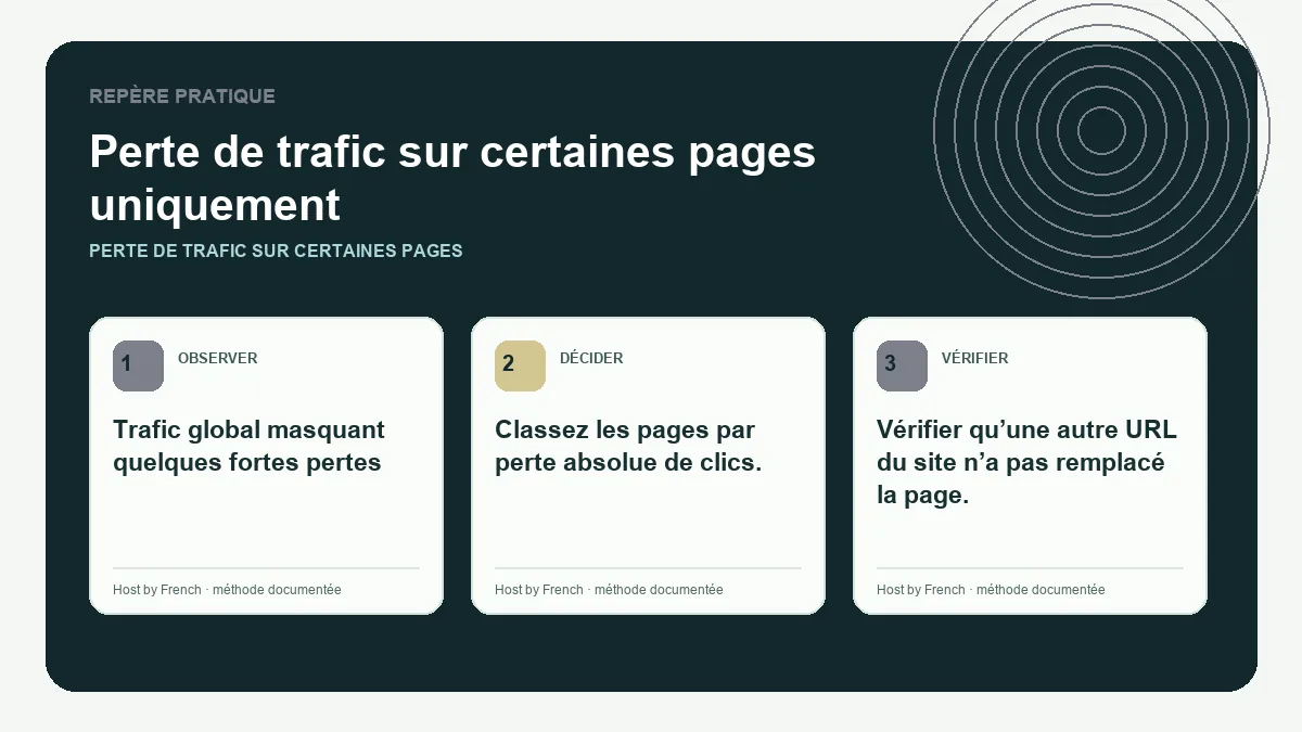 Schéma pratique sur perte de trafic sur certaines pages