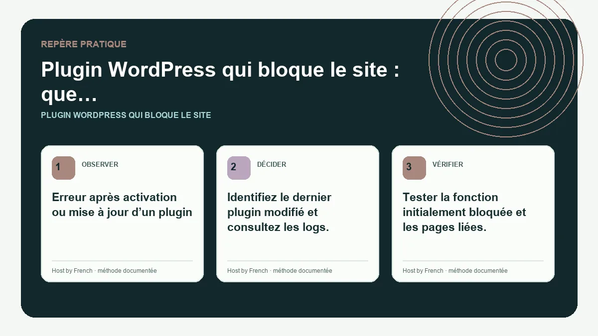 Schéma pratique sur plugin WordPress qui bloque le site