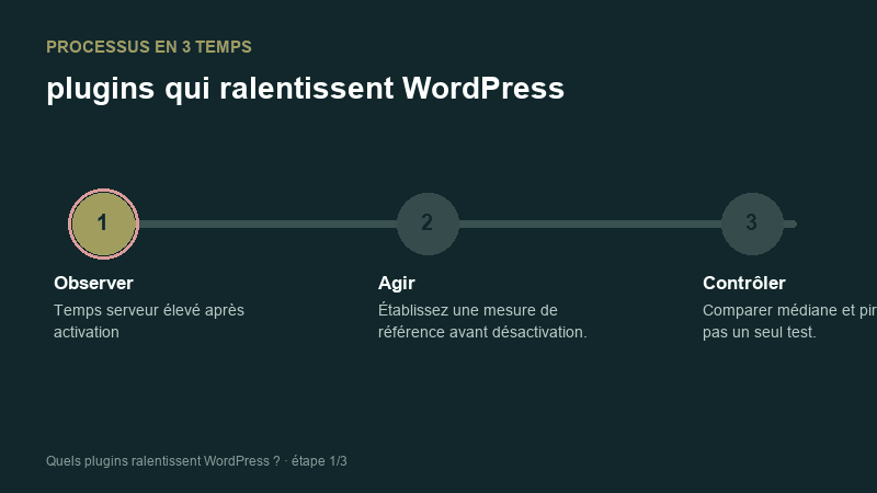 Processus animé pour comprendre plugins qui ralentissent WordPress