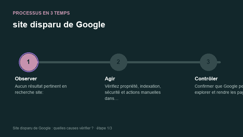 Processus animé pour comprendre site disparu de Google