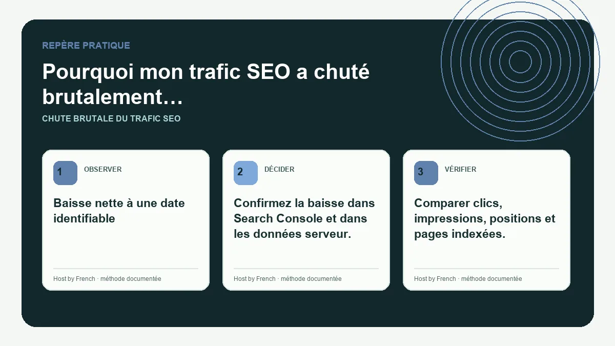 Schéma pratique sur chute brutale du trafic SEO
