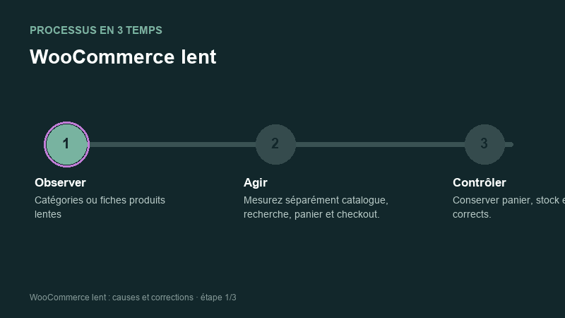 Processus animé pour comprendre WooCommerce lent