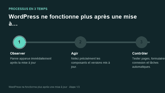 Processus animé pour comprendre WordPress ne fonctionne plus après une mise à jour