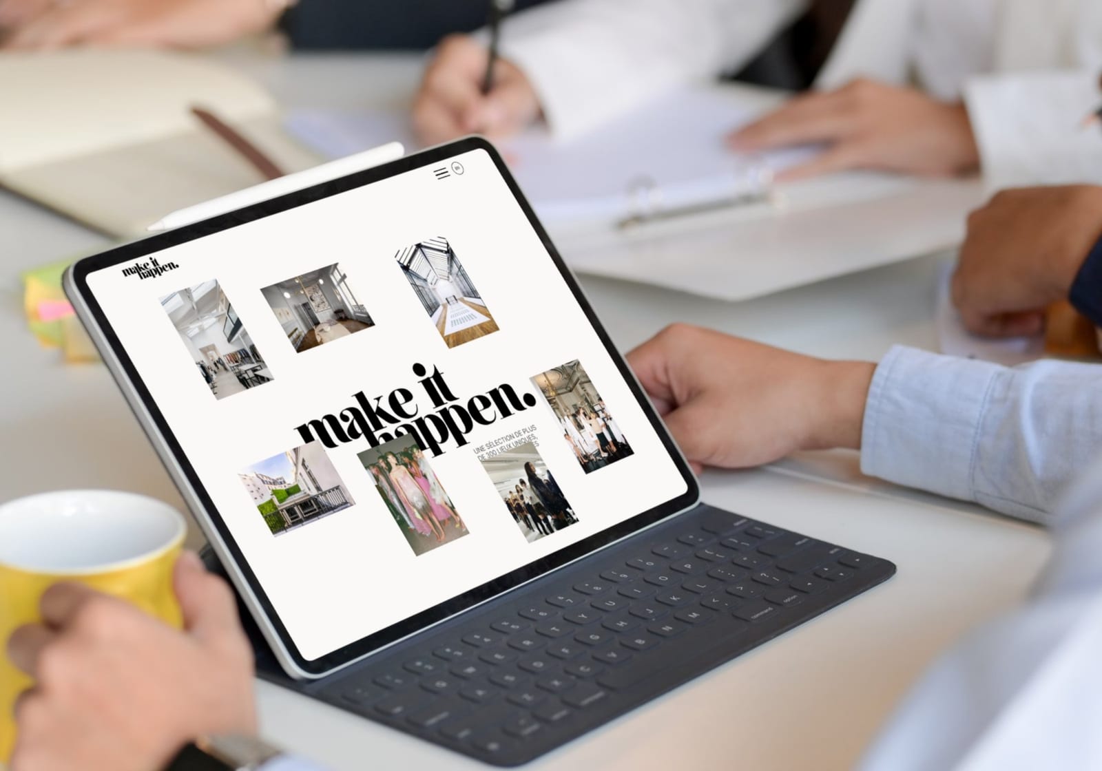 Aperçu du site Make It Happen affiché sur un écran