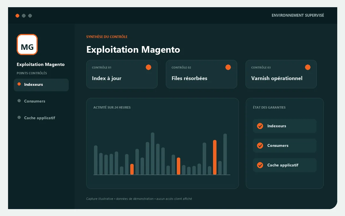 Tableau de suivi Magento supervisé par Host by French