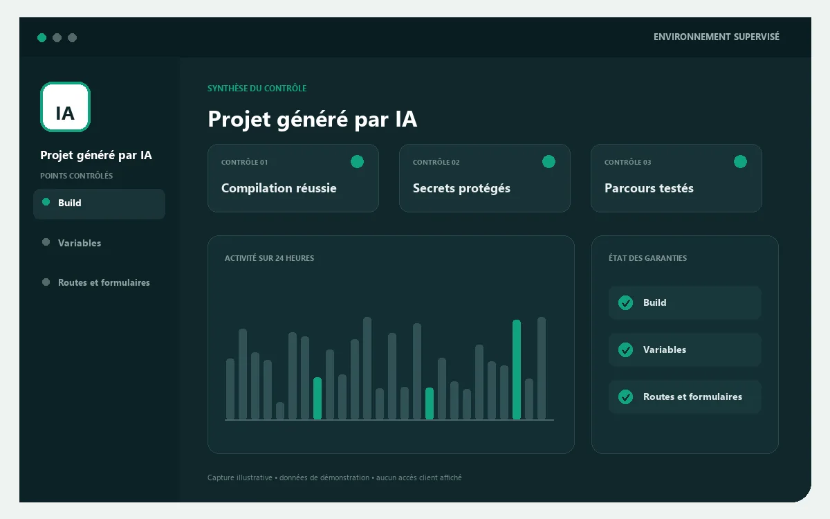 Tableau de suivi Site créé par IA supervisé par Host by French